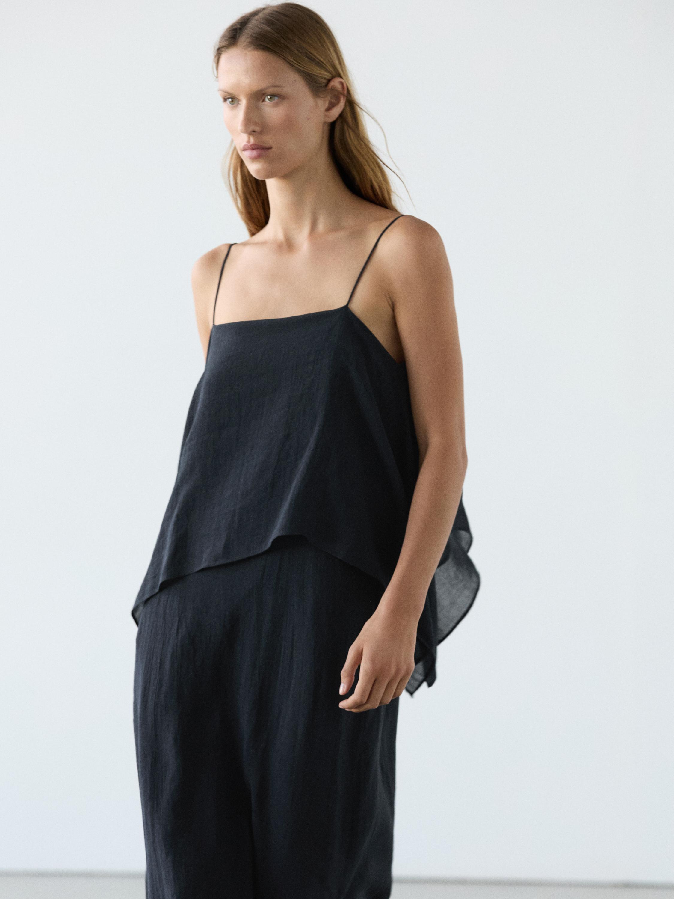 Midi dress with asymmetric ruffle detail